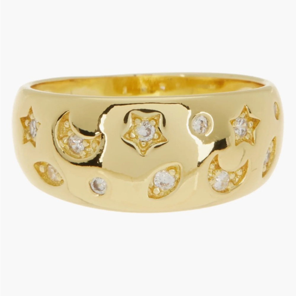 *NWT: Star & Moon 14K Gold Dome Ring